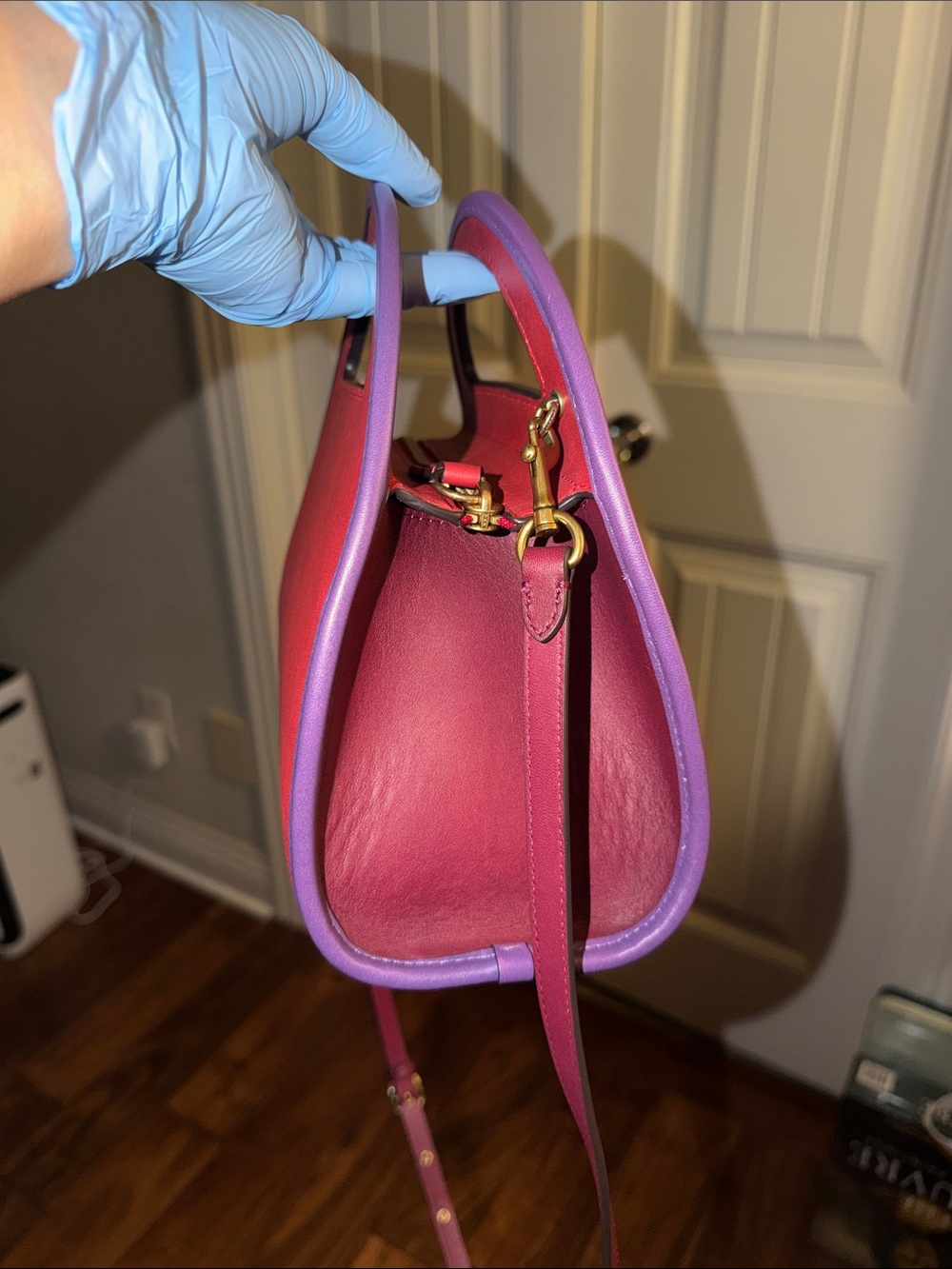 Coach Zip Dome Crossbody Bag Multi color (Red & Purple) - Picture 9 of 13